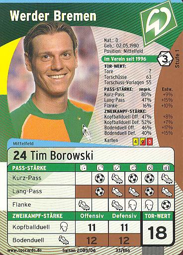 SocCards 05/06 - SV Werder Bremen - Tim Borowski - Nr. 33/186