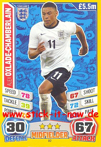 Match Attax "World Stars WM 2014" - ALEX OXLADE-CHAMBERLAIN - Nr. 92