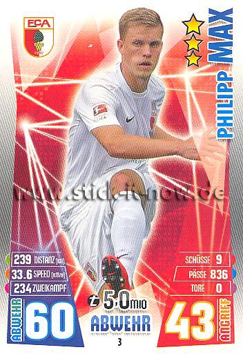 Match Attax 15/16 - Philipp MAX - FC Augsburg - Nr. 3