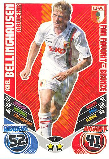 Match Attax 11/12 Extra - AXEL BELLINGHAUSEN - FC Augsburg - Fan Favorit-Bronze - Nr. 91