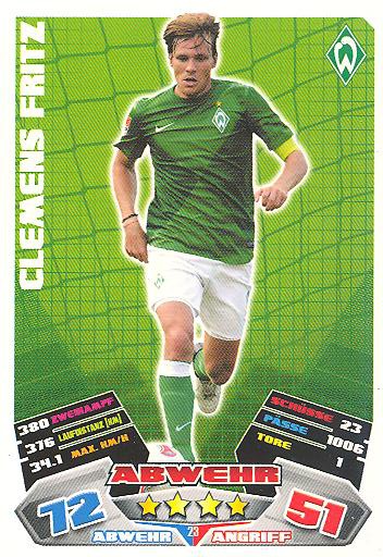 Match Attax 12/13 - Clemens Fritz - SV Werder Bremen - Nr. 23