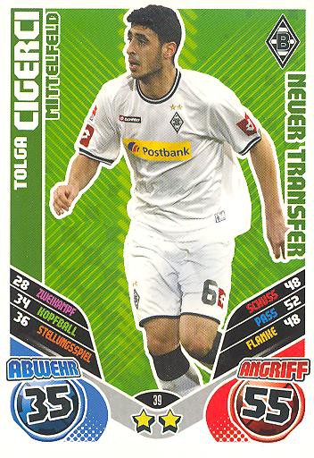 Match Attax 11/12 Extra - TOLGA CIGERCI - Bor. M'gladbach - Neuer Transfer - Nr. 39