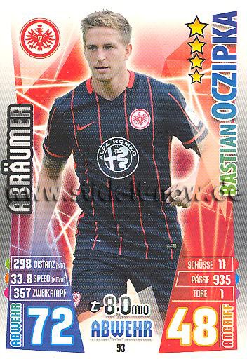 Match Attax 15/16 - Bastian OCZIPKA - Ein. Frankfurt - Nr. 93