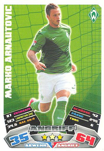 Match Attax 12/13 - Marko Arnautovic - SV Werder Bremen - Nr. 36