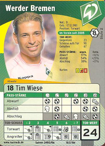 SocCards 05/06 - SV Werder Bremen - Tim Wiese - Nr. 182/186