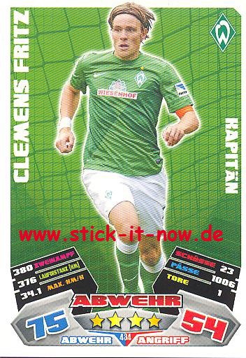 Match Attax 12/13 EXTRA - Clemens Fritz - SV Werder Bremen - KAPITÄN - Nr. 434