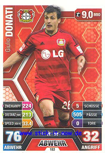 Match Attax 14/15 - Giulio DONATI - Bayer Leverkusen - Nr. 183