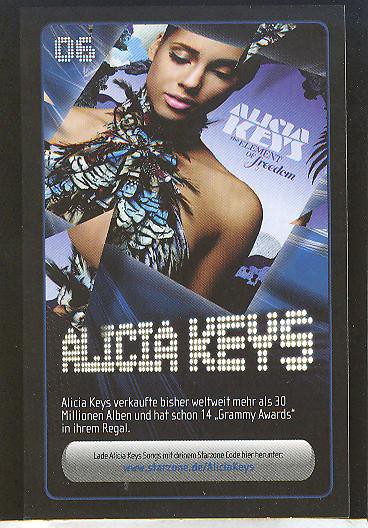 Starzone Sammelkarte - ALICIA KEYS - Rewe - Nr. 06
