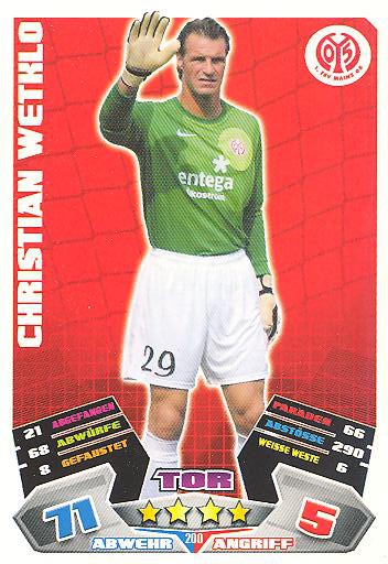 Match Attax 12/13 - Christian Wetklo - FSV Mainz 05 - Nr. 200