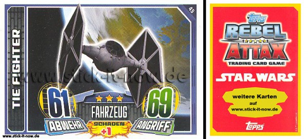 Rebel Attax - Serie 1 (2015) - TIE FIGHTER - Nr. 45