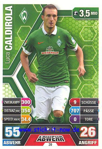 Match Attax 14/15 - Luca CALDIROLA - Werder Bremen - Nr. 39