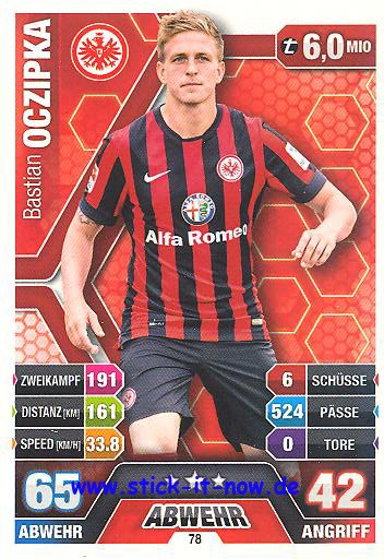 Match Attax 14/15 - Bastian OCZIPKA - Ein. Frankfurt - Nr. 78