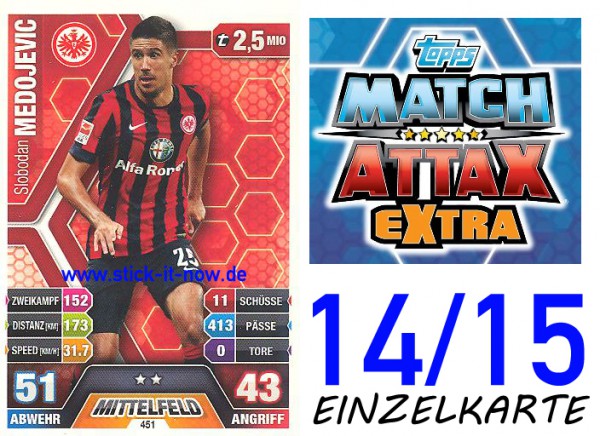Match Attax 14/15 EXTRA - Slobodan MEDOJEVIC - Ein. Frankfurt - Nr. 451