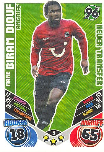 Match Attax 11/12 Extra - MAME BIRAM DIOUF - Hannover 96 - Neuer Transfer - Nr. 21