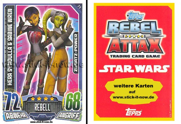 Rebel Attax - Serie 1 (2015) - HERA SYNDULLA & SABINE WREN - Nr. 71