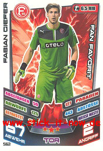 Match Attax 13/14 EXTRA - Fan Favoriten - FABIAN GIEFER - Nr. 562