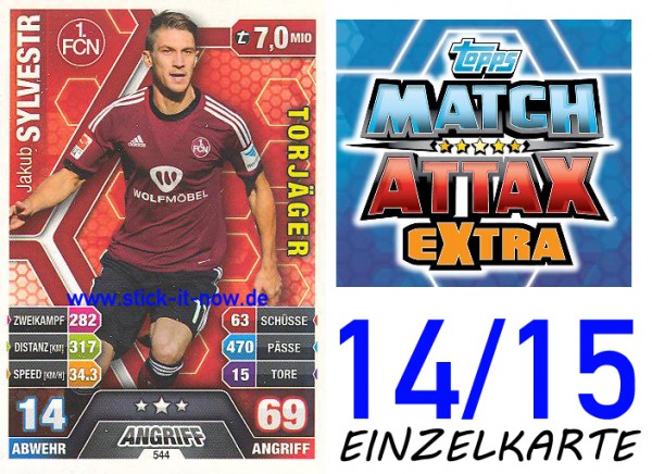 Match Attax 14/15 EXTRA - Jakub SYLVESTR - 1. FC Nürnberg - Nr. 544 (TORJÄGER)