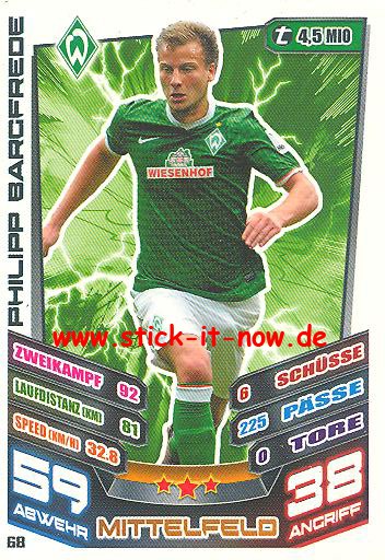 Match Attax 13/14 - Werder Bremen - Philipp Bargfrede - Nr. 68