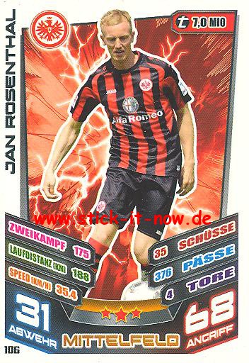 Match Attax 13/14 - Ein. Frankfurt - Jan Rosenthal - Nr. 106