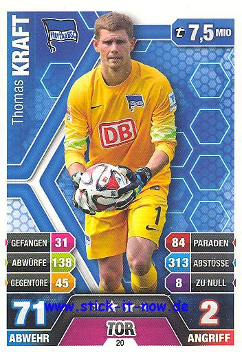 Match Attax 14/15 - Thomas KRAFT - Hertha BSC - Nr. 20