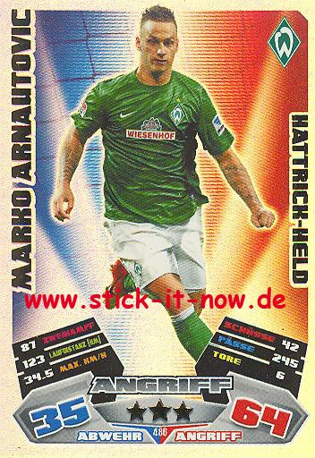 Match Attax 12/13 EXTRA - Marko Arnautovic - SV Werder Bremen - HATTRICK-HELD - Nr. 486