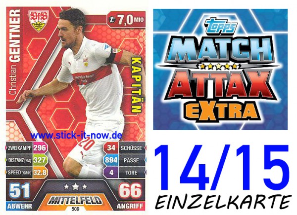 Match Attax 14/15 EXTRA - Christian GENTNER - VfB Stuttgart - Nr. 509 (KAPITÄN)
