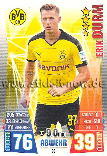 Match Attax 15/16 - Erik DURM - Bor. Dortmund - Nr. 80
