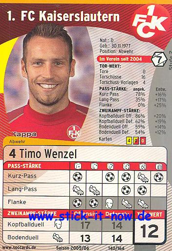 SocCards 05/06 - 1. FC K'lautern - Timo Wenzel - Nr. 140/164