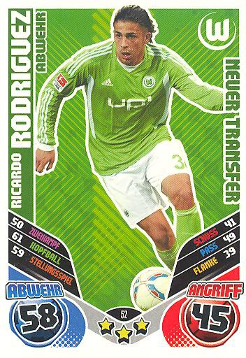 Match Attax 11/12 Extra - RICARDO RODRIGUEZ - VfL Wolfsburg - Neuer Transfer - Nr. 52