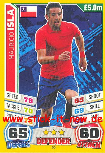 Match Attax "World Stars WM 2014" - MAURICIO ISLA - Nr. 50
