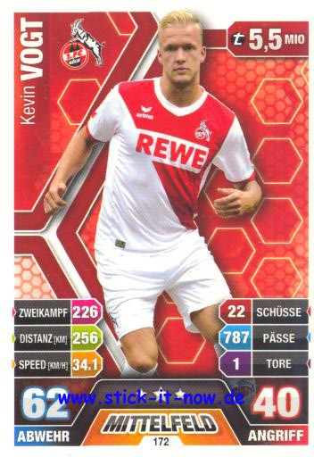 Match Attax 14/15 - Kevin VOGT - 1. FC Köln - Nr. 172