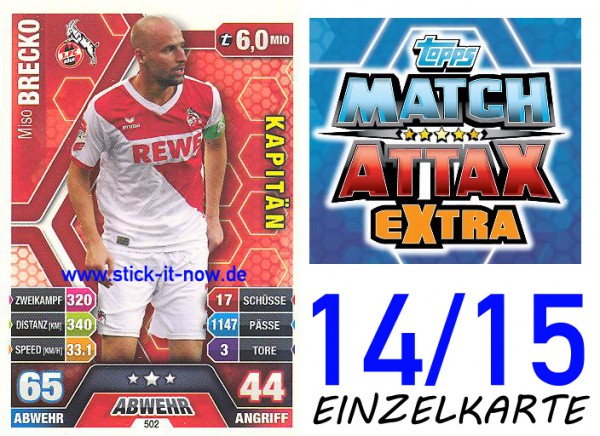 Match Attax 14/15 EXTRA - Miso BRECKO - 1. FC Köln - Nr. 502 (KAPITÄN)