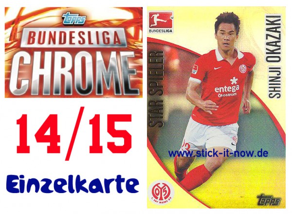 Topps Bundesliga Chrome 14/15 - SHINJI OKAZAKI - Nr. 140 (Star-Spieler)