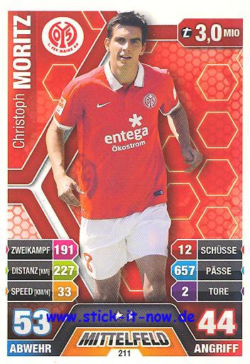 Match Attax 14/15 - Christoph MORITZ - FSV Mainz 05 - Nr. 211