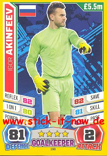 Match Attax "World Stars WM 2014" - IGOR AKINFEEV - Nr. 198