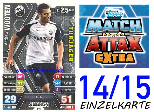 Match Attax 14/15 EXTRA - Andrew WOOTEN - SV Sandhausen - Nr. 546 (TORJÄGER)