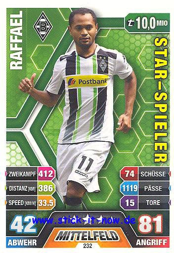 Match Attax 14/15 - RAFFAEL - Bor. M'gladbach - Nr. 232 (Star-Spieler)