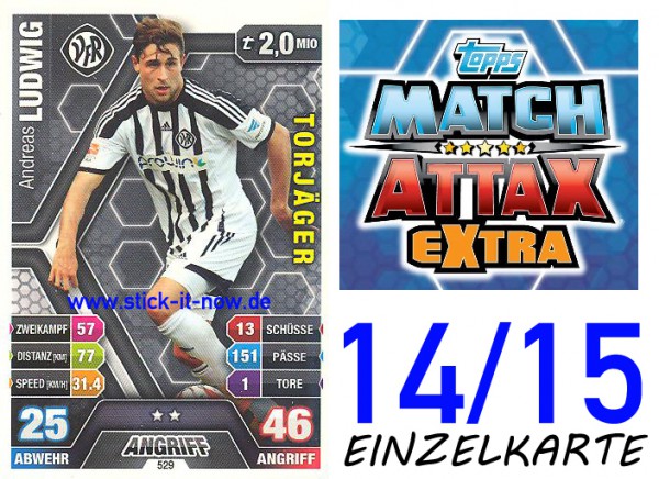 Match Attax 14/15 EXTRA - Andreas LUDWIG - VfR Aalen - Nr. 529 (TORJÄGER)