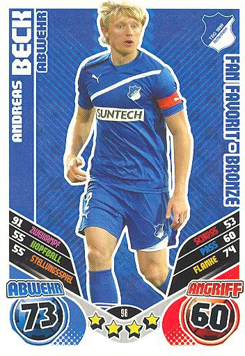 Match Attax 11/12 Extra - ANDREAS BECK - TSG Hoffenheim - Fan Favorit-Bronze - Nr. 98