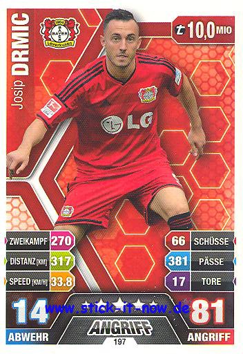 Match Attax 14/15 - Josip DRMIC - Bayer Leverkusen - Nr. 197