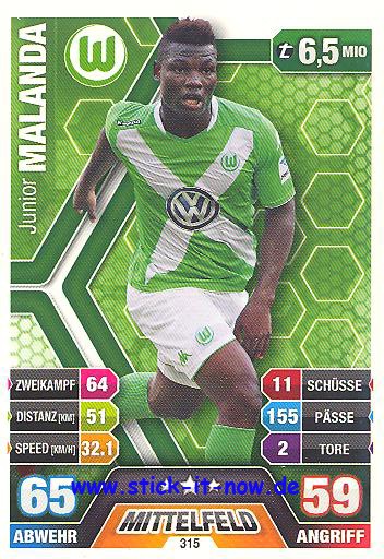 Match Attax 14/15 - Junior MALANDA - VfL Wolfsburg - Nr. 315