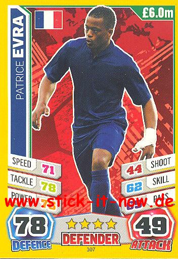 Match Attax "World Stars WM 2014" - PATRICE EVRA - Nr. 107