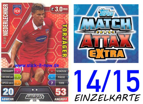 Match Attax 14/15 EXTRA - Florian NIEDERLECHNER - FC Heidenheim - Nr. 538 (TORJÄGER)