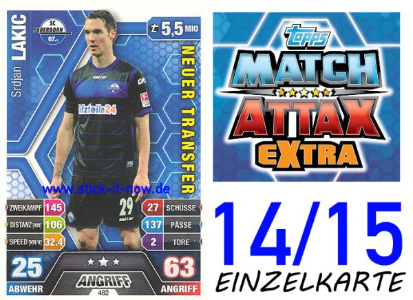 Match Attax 14/15 EXTRA - Srdjan LAKIC - SC Paderborn - Nr. 482