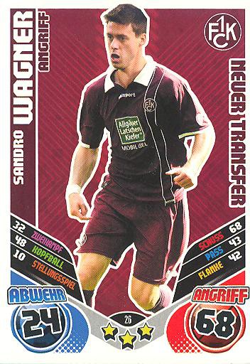 Match Attax 11/12 Extra - SANDRO WAGNER - 1. FC K'lautern - Nr. 26