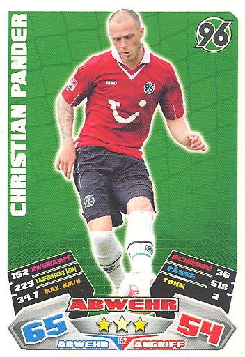 Match Attax 12/13 - Christian Pander - Hannover 96 - Nr. 152