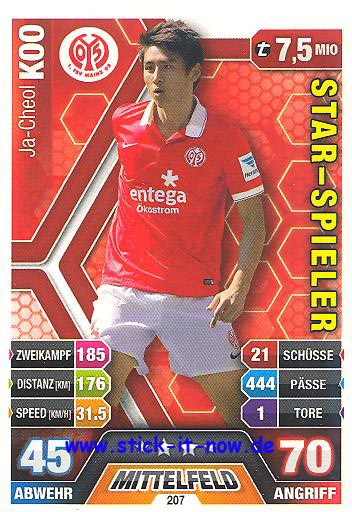 Match Attax 14/15 - Ja-Cheol KOO - FSV Mainz 05 - Nr. 207 (Star-Spieler)