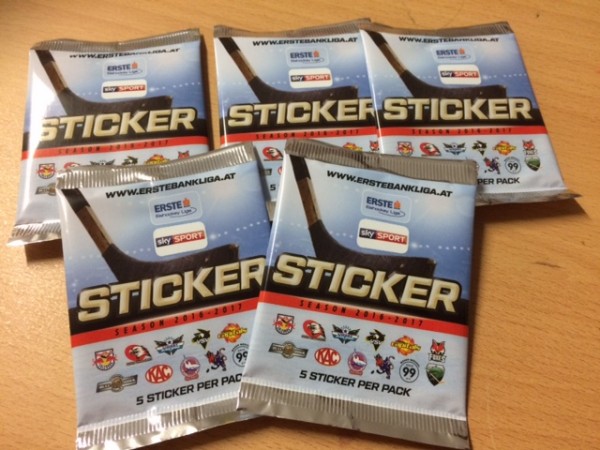 Erste Bank Eishockey Liga EBEL Sticker 2016/2017 - 5 Stickertüten