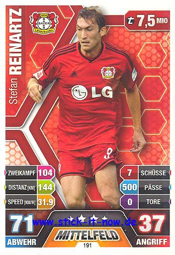 Match Attax 14/15 - Stefan REINARTZ - Bayer Leverkusen - Nr. 191