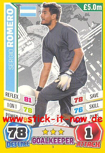 Match Attax "World Stars WM 2014" - SERGIO ROMERO - Nr. 3